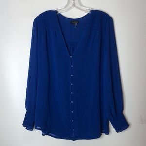 NWT 1. State Womens Blue Top Blouse  Lined 1X PLUS SIZE new with tags